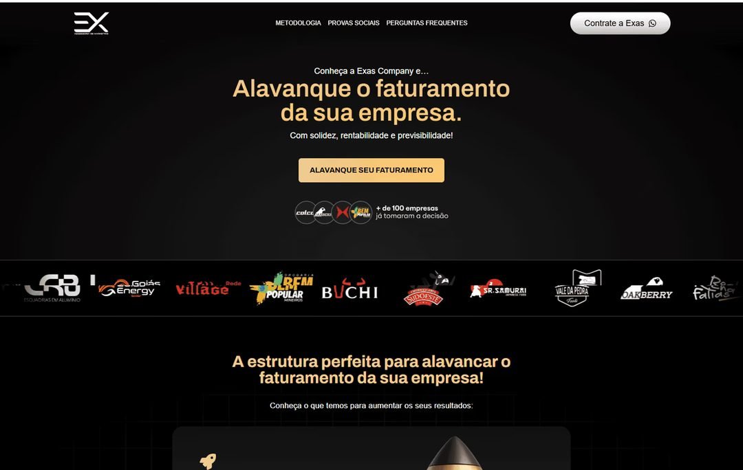 Página inicial do projeto Exas Company