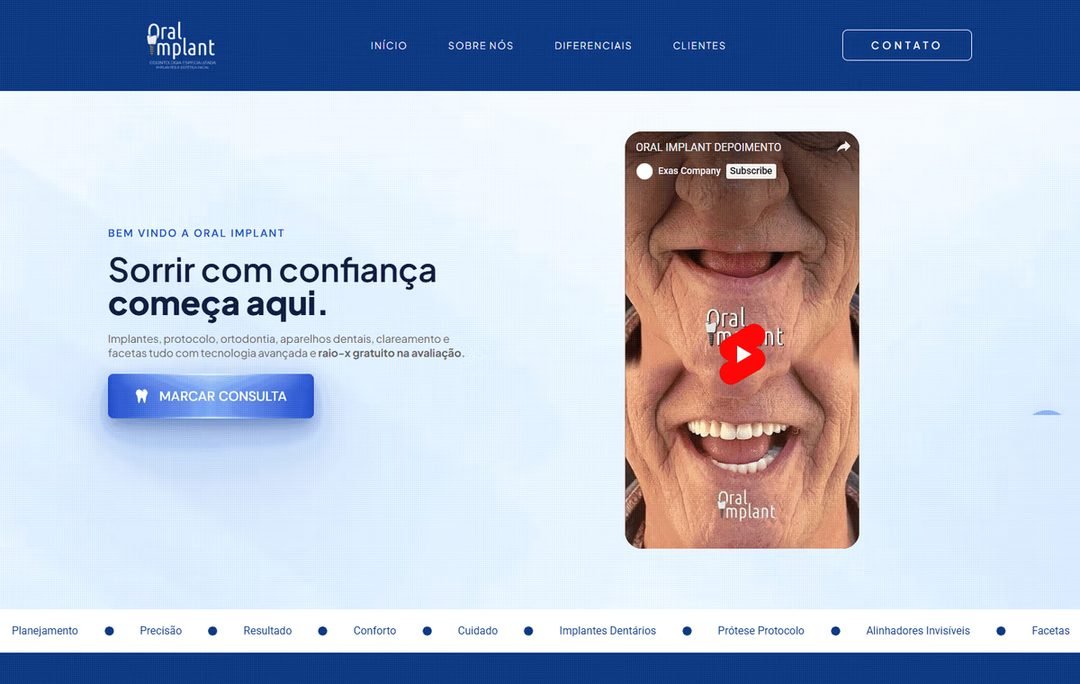 Página inicial do projeto Oral Implant