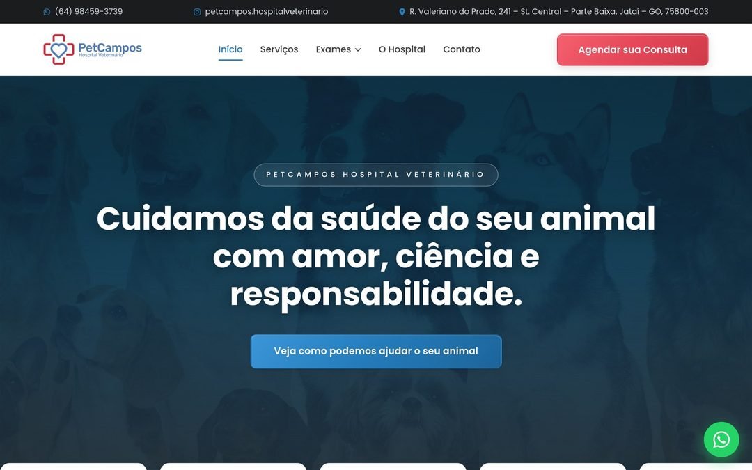 Página inicial do projeto Pet Campos