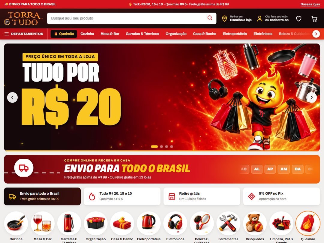 Página inicial do projeto Torra Tudo